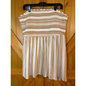 Torrid Women’s Rayon Slub Smocked Tube Top Ember Stripe NWT Size 22/24 (7476)